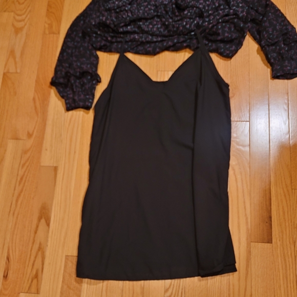 Zara Black Floral Tiered Dress Medium - Picture 7 of 8